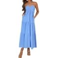thumbnail image 1 of Vestido AmySister de verano halter escalonado midi con bolsillos XS, 1 of 5