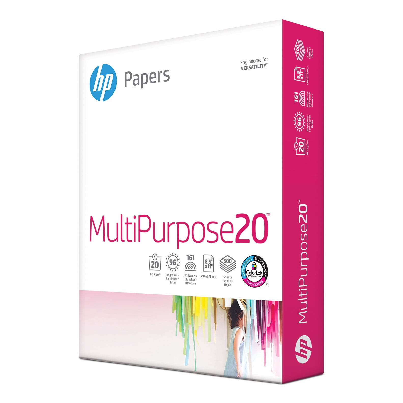 HP Printer Paper, Multipurpose20, 8.5x11, 20lb, 96 Bright, 1 Ream