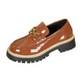 thumbnail image 2 of SYMOID Womens Brown Metal Horsebit Chunky Platform Loafers - Slip-on Patent Pu Round Toe Shoes, Wide Size 36-43 for Daily Casual Office Wear,Size 36, 2 of 8