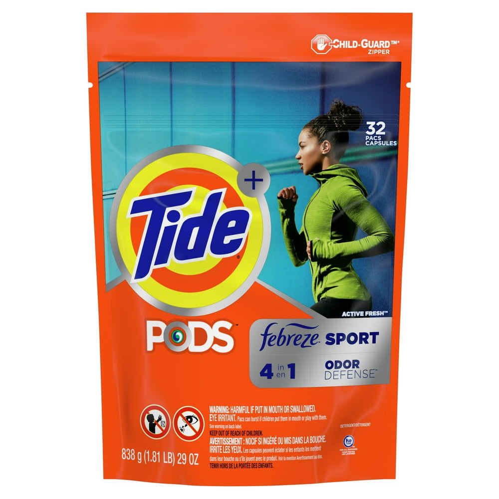 Tide Pods Febreze Sport Odor Defense, 32 Ct Laundry Detergent Pacs