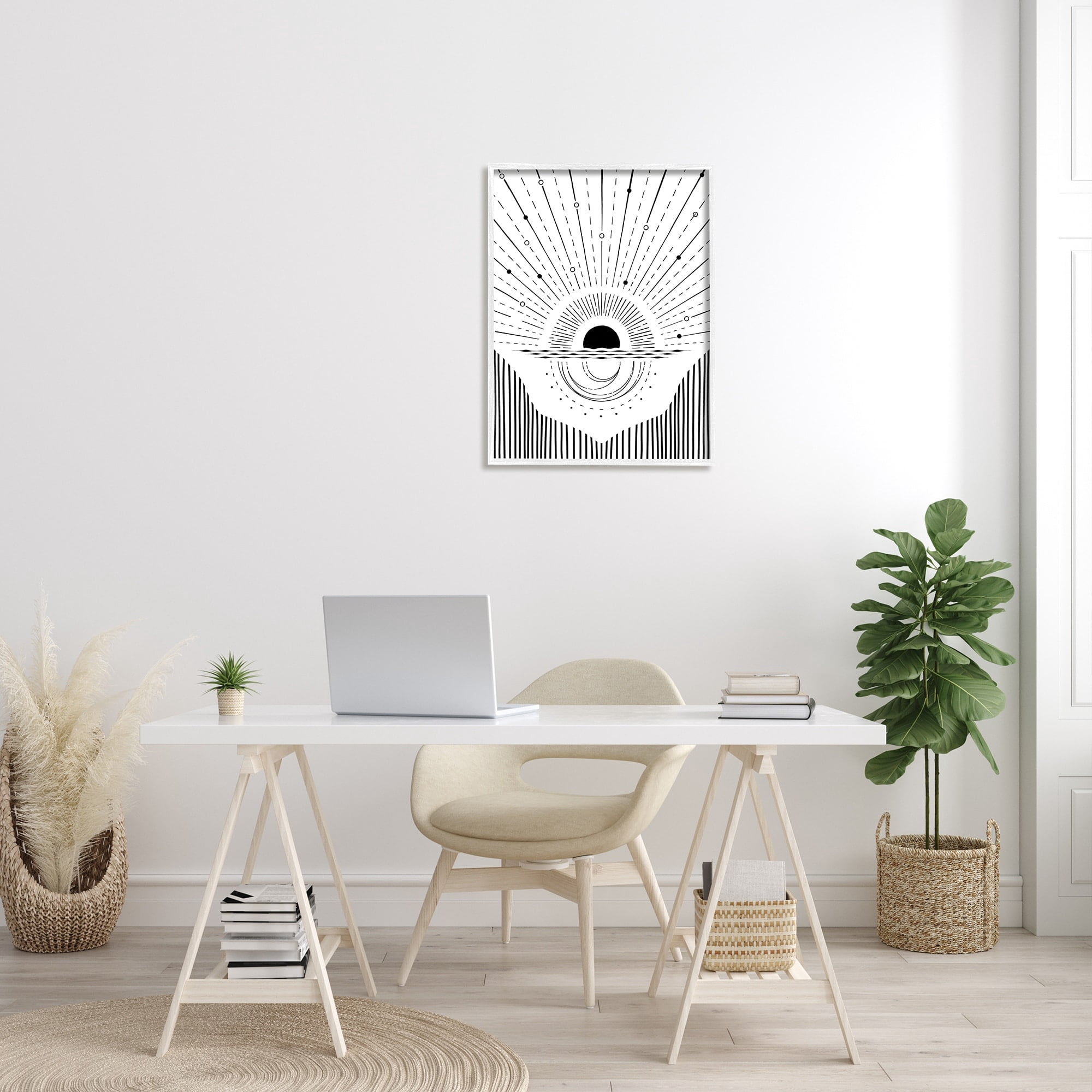 Stupell Industries Geometric Astrological Horizon Sun Ray Burst Asymmetrical Pattern, 24 x 30, Design by Ziwei Li
