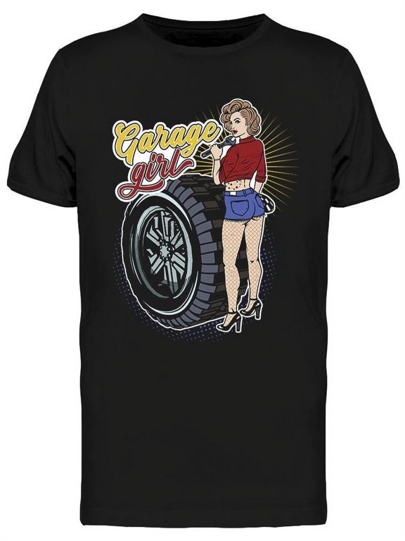 Pin Up Garage Girl T-Shirt Men -Image by Shutterstock, Male x-Large