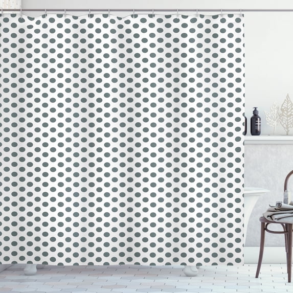 Ambesonne Black White Shower Curtain, Vintage Sketch Dots, 69"Wx84"L, Charcoal Grey White