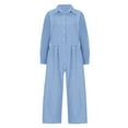 thumbnail image 3 of Baggy Checkered Jumpsuits for Women Cotton Linen Casual Loose Plaid Romper Long Sleeve Button Up Wide Leg Pants, 3 of 5