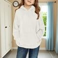 thumbnail image 4 of Ruyang Girls Fleece Pullover Sweatshirt Oversized Fuzzy Hoodies Kids Fall Winter Warm Plain Hooded Sweatshirts Pocket, 4 of 8