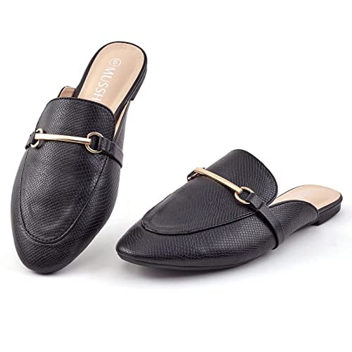Mules for Women Slip on Flats Loafers, Pointed Toe Womens Mules
