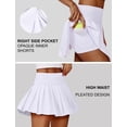 thumbnail image 3 of Pantalones de tenis PINSPARK blancos para mujer con bolsillo en cintura alta, 3 of 6