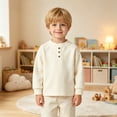 thumbnail image 2 of Bobifish Newborn Boys Long Sleeve Crewneck T‑Shirt Henley Button Placket Fleece Top, 2 of 5