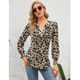 thumbnail image 6 of Womens V Neck Puff Short Sleeve Pleated T Shirts Fashion Summer Tops Casual Tunic Blouse, 6 of 8