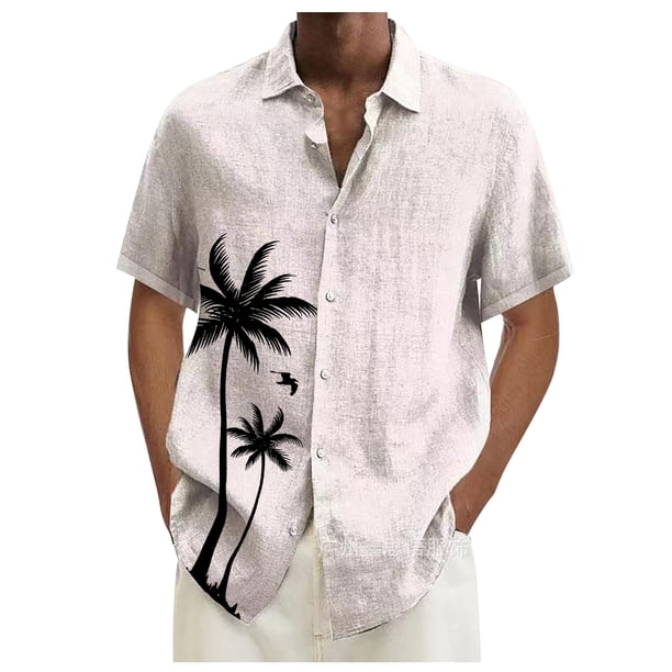 Designer Spring Summer Men's Casual Cotton Solid Color Short Sleeve Shirts Loose Shirts M