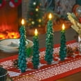 thumbnail image 6 of Guvpev 2Pcs Christmas Tree Candles with Remote, 7.3 Inch Real Waxy Flameless Taper Candles with 3D Flickering Flame, Green LED Candlesticks Battery Operated for Holiday, Party, Christmas Decorations, 6 of 10
