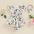 thumbnail image 3 of Newborn Baby Girl Farm Outfit Animal Horse Cow Print Romper Fly Sleeveless Bodysuit with Headband Set Infant Country Clothes, 3 of 7