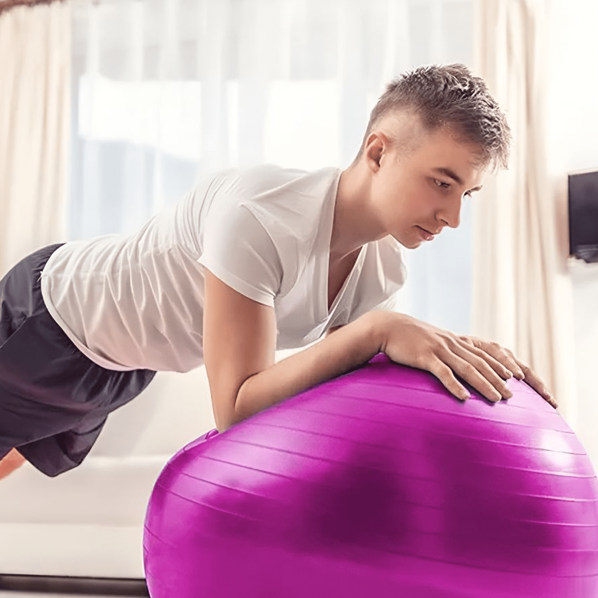 BESTSKY 2026 New Exercise Ball, Pilates Yoga Ball for Fitness Pregnancy, Stability Balance Ball Chair with Quick Pump, Anti-Burst Workout Gym Equipment for Home, Office (Purple 65Cm)