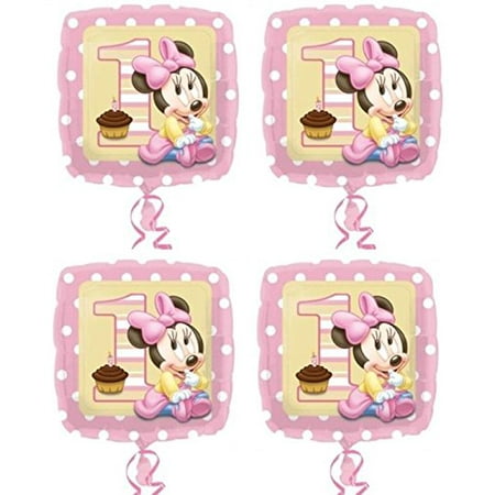 4x Disney Baby Minnie Mouse 1st Birthday 18 Mylar Balloons Party