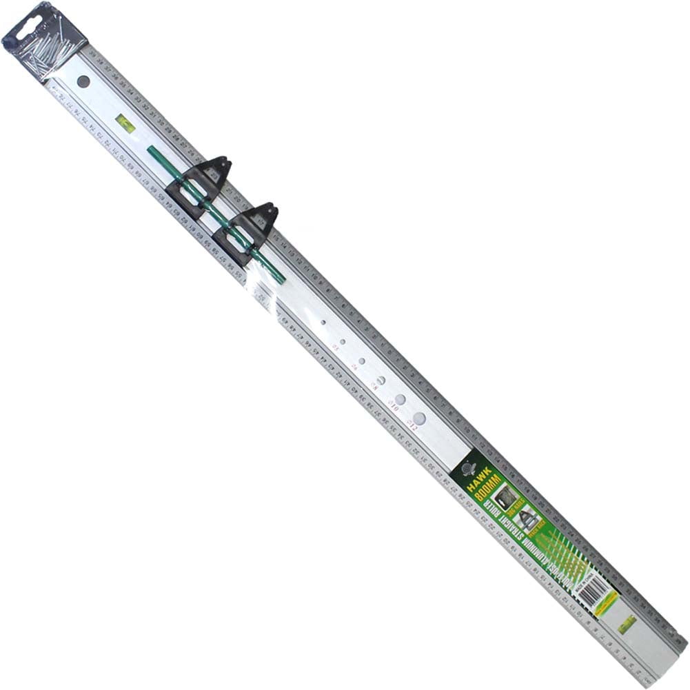 aluminum metric ruler with 2 sliding ruler stops and 2