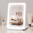 thumbnail image 2 of HELIAHOO LED Folding Travel Makeup Mirror with 3 Color Lighting - Rechargeable Portable USB Vanity Featuring, Touch Control, Travel, Bathroom, Beauty Needs (White) AZ83-29432, 2 of 9