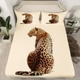 thumbnail image 2 of Castle Fairy Teens Safari Leopard Twin Sheet Sets 3pcs,Jungle Animal Twin Fitted Sheet Microfiber,Woodland Wildlife Breathable Flat Sheet,Lightweight Room Decor, 2 of 7
