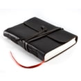 thumbnail image 3 of Handmade Leather Journal/Writing Notebook Diary/Bound Daily Notepad For Men & Women Unlined Paper Medium, writing pad gift for artist, sketch (Plain Black, 7 x 5), 3 of 9