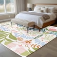 thumbnail image 4 of Boho Green Flower Area Rug 5x8 FT, Non Slip Bedroom Throw Carpet, Botanical Watercolor Leaf Floral Washable Soft Floor Carpet Non-Shedding Rug for Living Room Nursery Dorm Office, 4 of 9