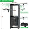 thumbnail image 7 of Homieasy 19'' - 59'' W Small Closet System with 3 Fabric Drawers, Walk In Closet Organizer System With 3 Adjustable Shelves, Heavy Duty Clothes Rack Built-In Garment Rack, Black, 7 of 7