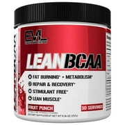 BCAA Fat Burner with CLA & L-Carnitine - Evlution Nutrition LeanBCAA Muscle Recovery Supplement - Stimulant-Free, Sugar Free & Gluten Free - 30 Servings (Fruit Punch)