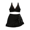 thumbnail image 5 of RYRJJ Womens Bikini Skirt Sets High Waisted Two Piece Swimsuits Summer Beach Tummy Control Mesh Swim Bathing Suits(Black,L), 5 of 6