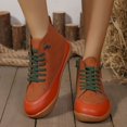 thumbnail image 2 of Women's High-Top Lace-Up Sneakers, Round Toe Flat Casual Shoes with Cat Design, 2 of 5