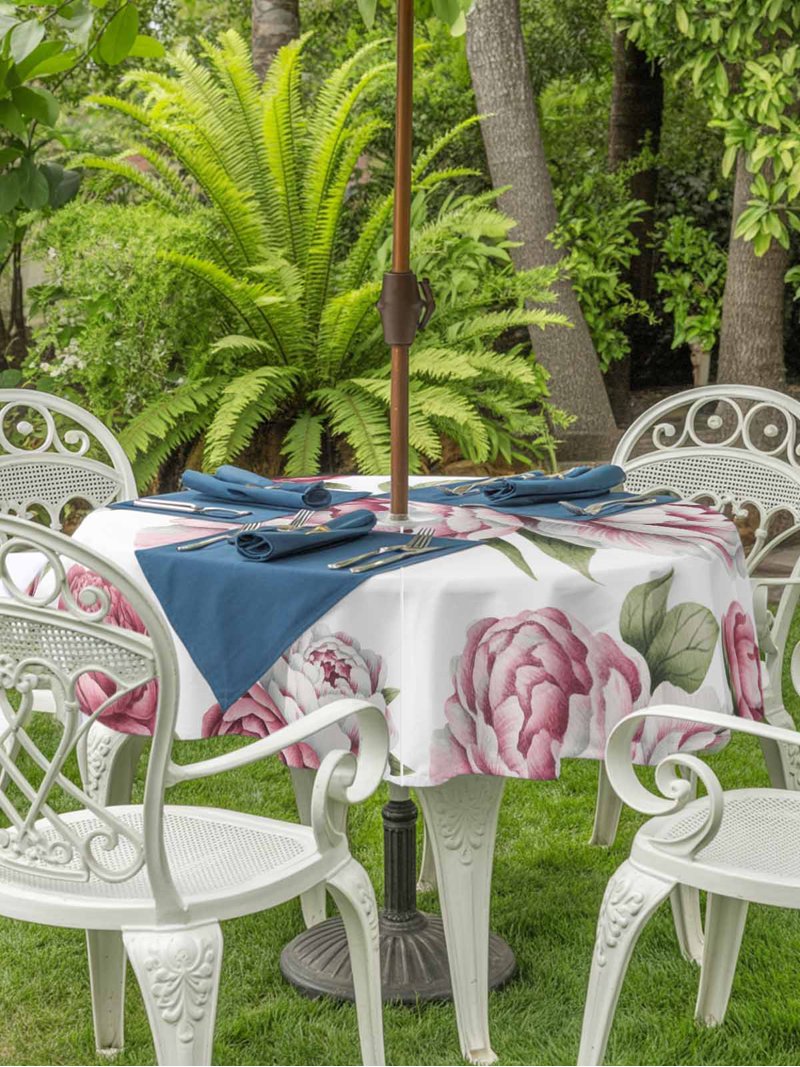 flowered 54 round patio table cover with umbrella hole Outdoor Tablecloth Hole, Havana Linen Collection Its a small detail that save time and hassle DII 52" Round Summer Floral