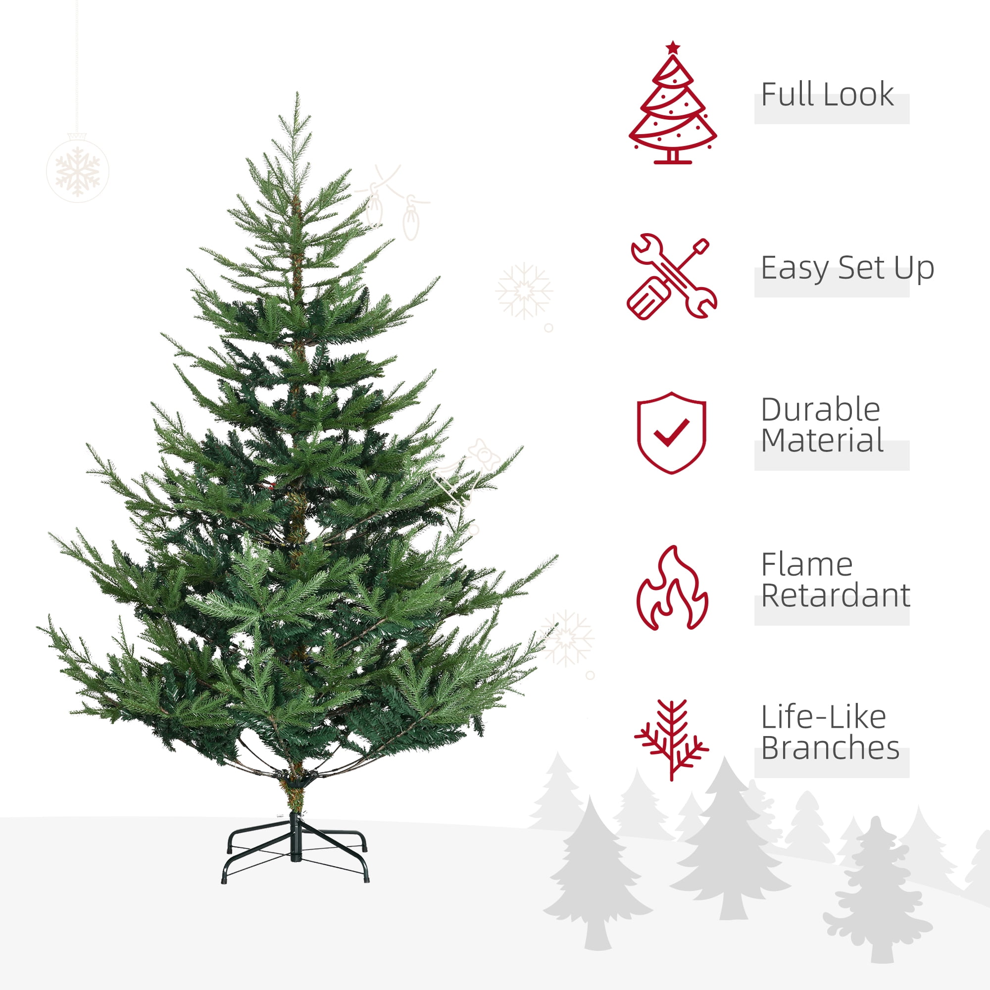 Astoutdoor Artificial Christmas Tree, 53.1 in Diameter x 72 in Height, Green, Indoor Use