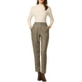 thumbnail image 2 of DARING DIVA Women's Tartan Plaid Pants Elastic Waist Straight Trousers XL Camel, 2 of 6