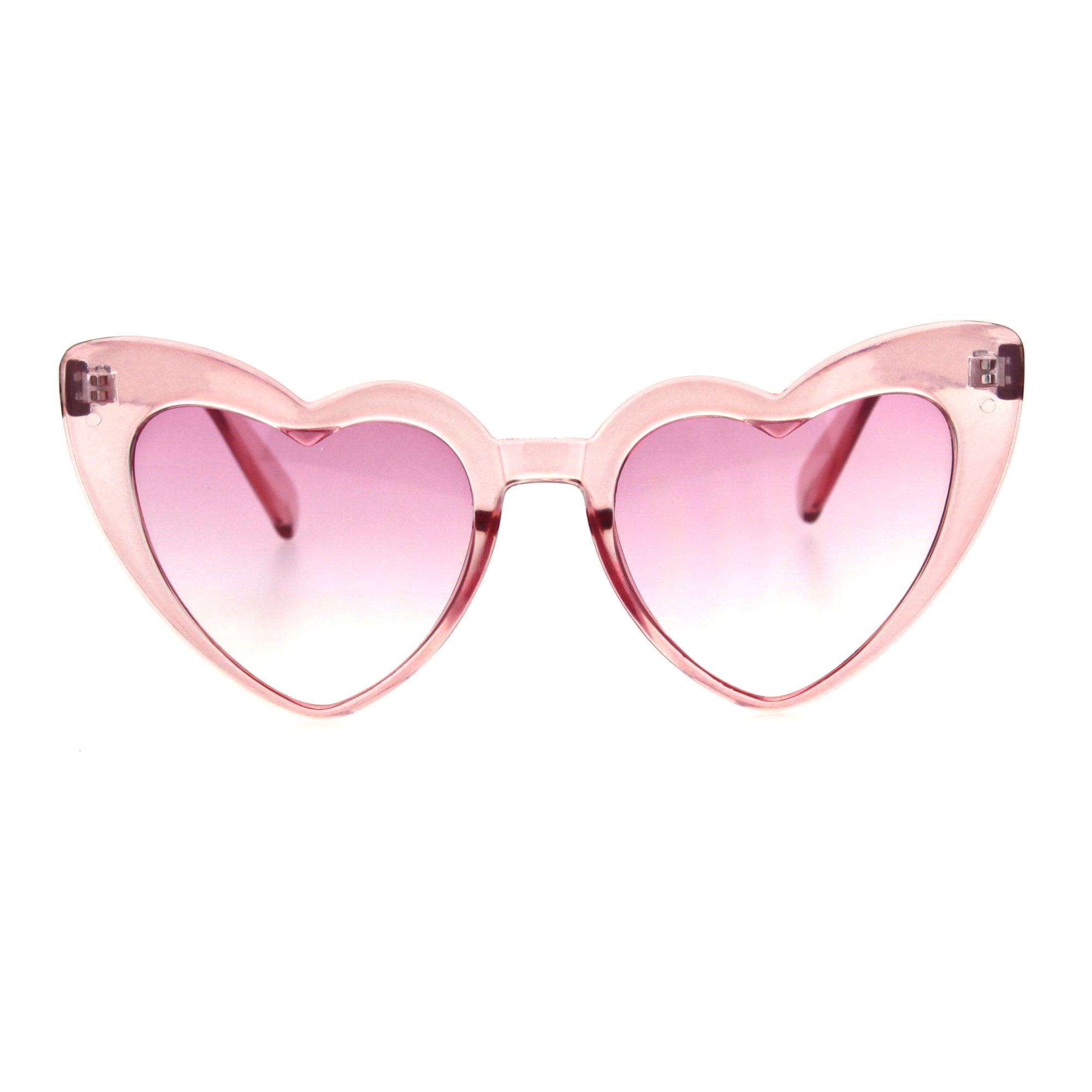 Womens Translucent Heart Shape Valentines Plastic Cat Eye Sunglasses