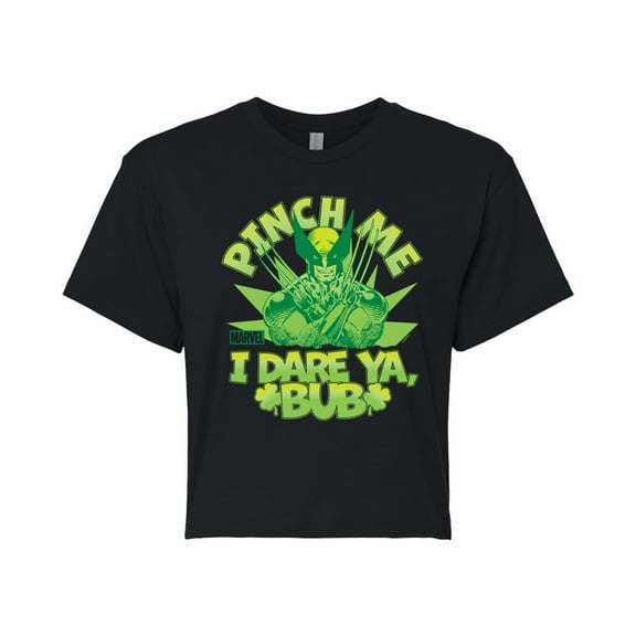 Marvel Wolverine - St. Patrick's Day Pinch Me - Juniors Cropped Graphic T-Shirt