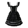 thumbnail image 5 of Sweet Lolita Dress Princess Lace Court Skirts Fashion Women Vintage Gothic Bow Lace Flounce Long Sleeve Patchwork Dress, 5 of 7