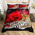 thumbnail image 1 of Tiger Duvet Cover Queen, Wild Anmial Bedding Set Red Rose Funda de edredón para, 1 of 6
