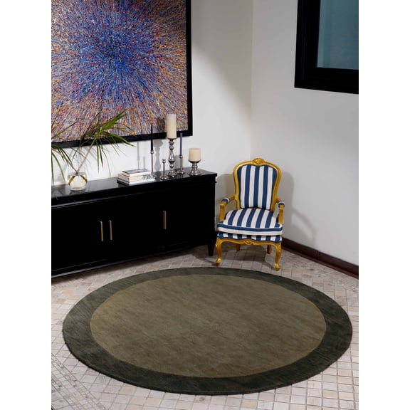 Rugsotic Carpets Hand Tufted Wool Eco-Friendly 6'x6' Area Rugs Round Green Contemporary Modern High Pile Thick Handmade Anti Skid Indoor Rug for Living Room, Bedroom K00201