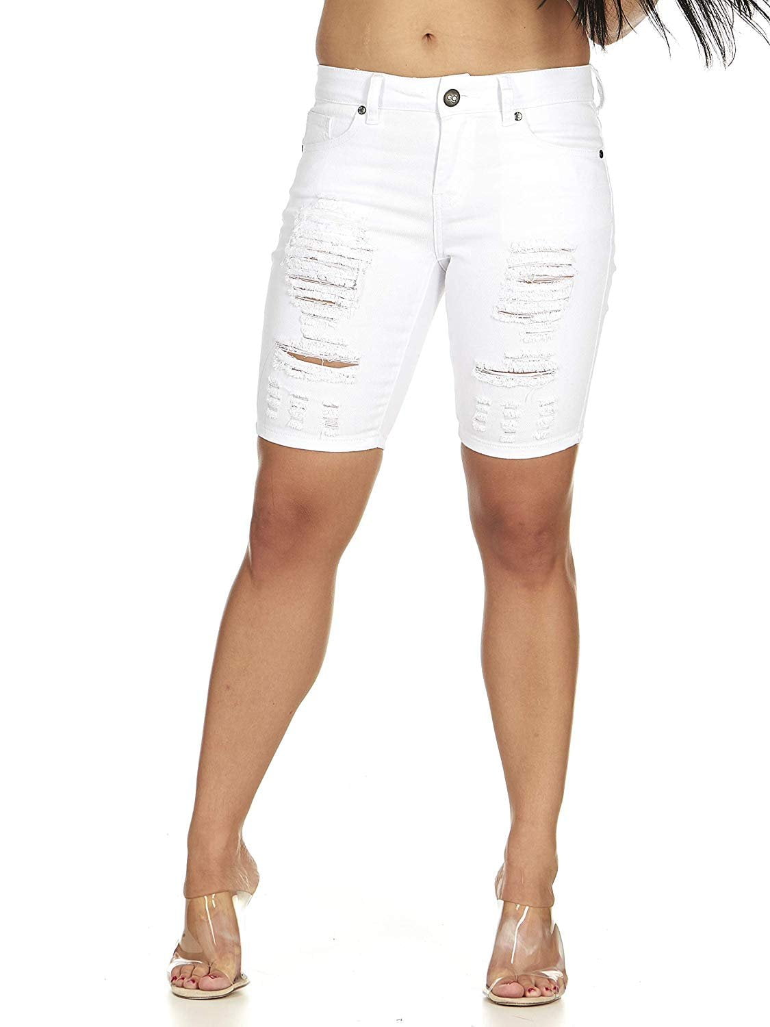 bermuda distressed jean shorts