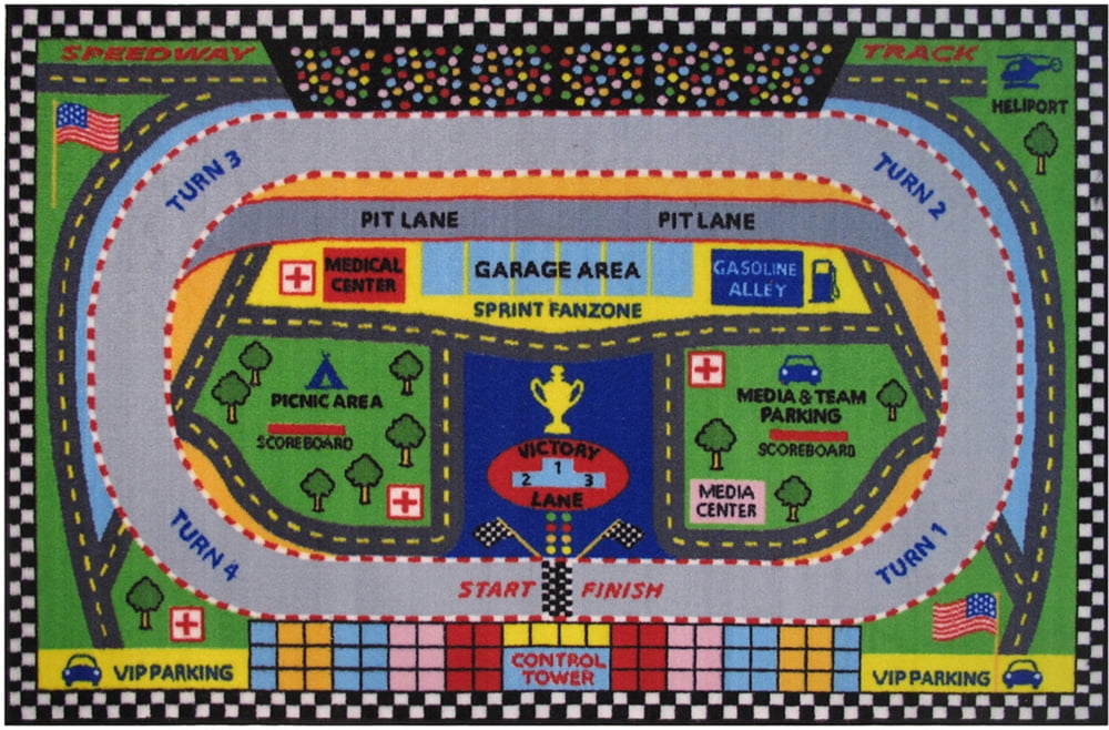 Fun Rugs Fun Time Area Rug FT120 Speedway MultiColor Race Track