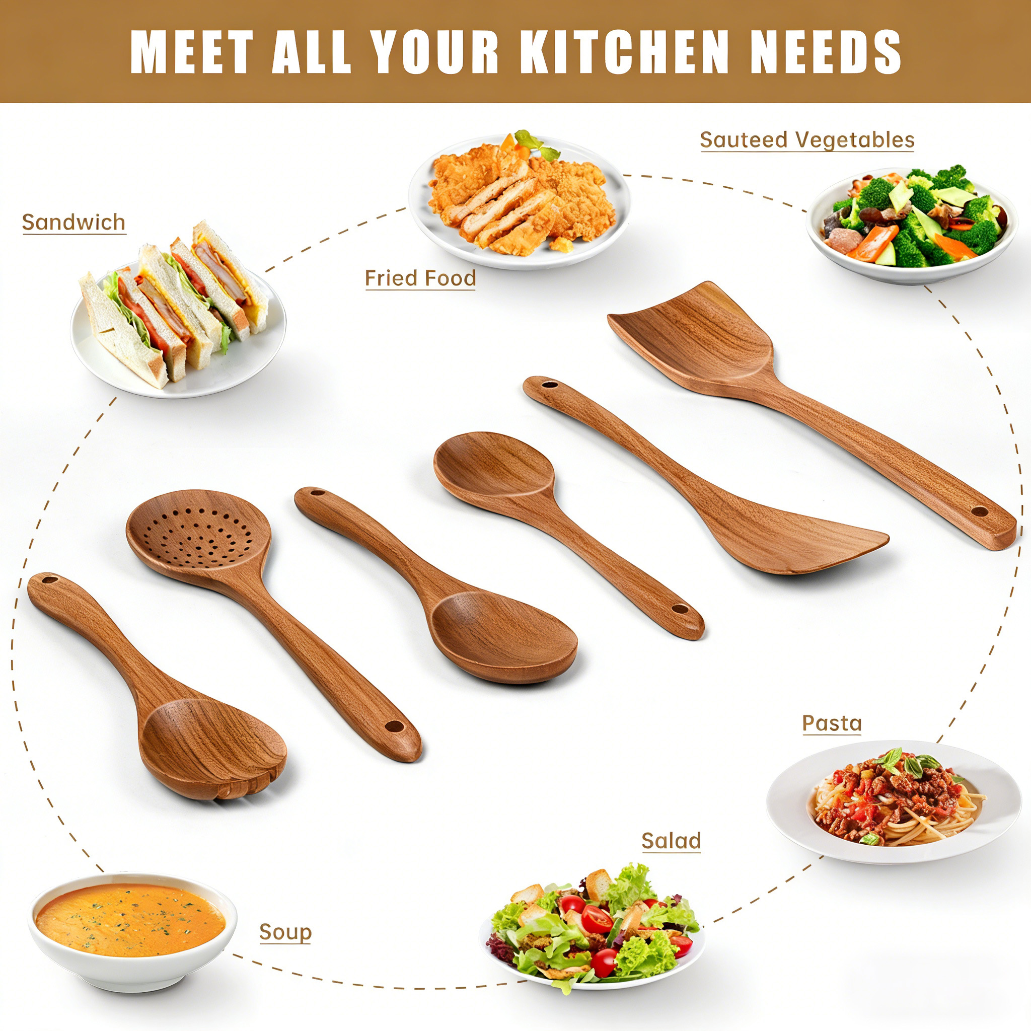 GPED 6-Piece Teak Wood Cooking Utensils Set photo 7