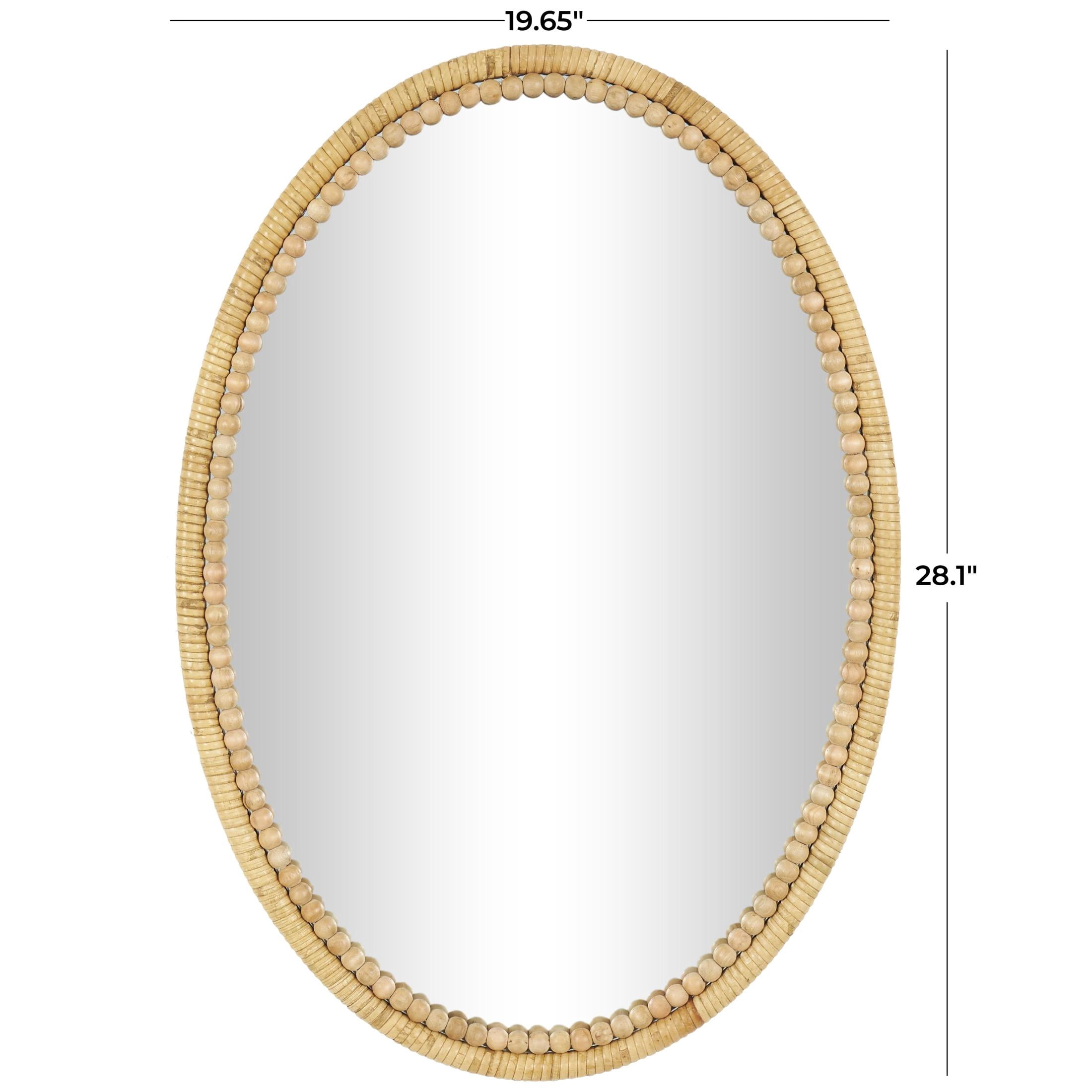 DecMode 20" x 28" Brown Wrapped Wall Mirror with Beaded Frame