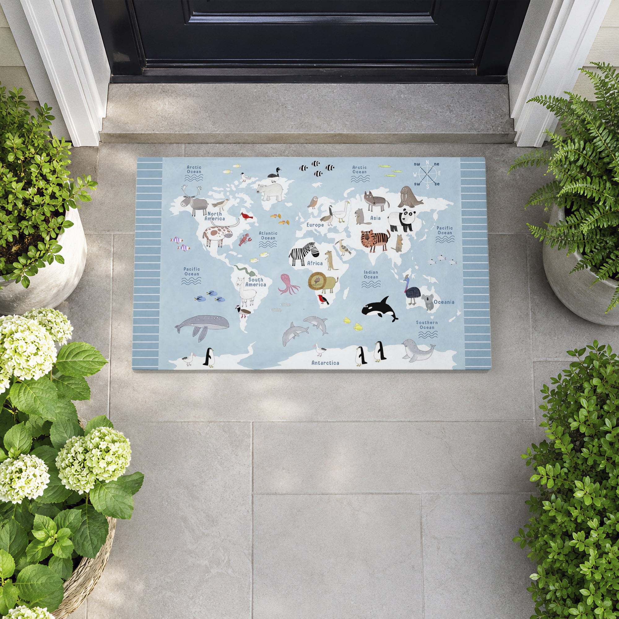 Stupell Industries Educational Animals of the World Printed Outdoor Door Floor Mat, design by Carla Daly