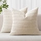 thumbnail image 1 of wonima02 MIULEE Pack of 2 Corduroy Decorative Throw Pillow Covers 16x16 Inch Soft Boho Striped Pillow Covers Modern Farmhouse Home Decor for Sofa Living Room Couch Bed Cream White, 1 of 1