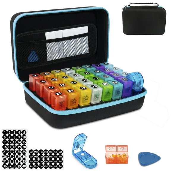 BEFUNZL Monthly Pill Organizer 2 Times a Day, Medicine Organizer Box with Pill Cutter 31 Days Pill Holder