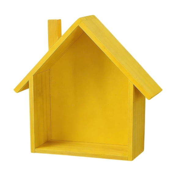Leodye 1PCS Solid Wood Little House Wall Shelf Cute Creative Home Decor Room Dining Room Storage Display Stand -9.29x7.32x2.99in