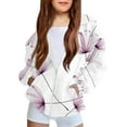 thumbnail image 2 of DxhmoneyHX Girls Hoodies Fashion Floral Printed Full Zip Up Jacket Winter Long Sleeve Casual Outerwear Soft Comfy Fall Coats with Pockets Size 10 Years, 2 of 5