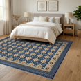 thumbnail image 3 of ODIKA 6'x9' Ultra-Soft Area Rug, Navy Long Abstract Ocean Mosaic Modern Boho Diamond Motif with Stepped Border Washable, Bare feet friendly, Silk-Touch for Guest Room, Bedroom, 3 of 7
