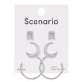 thumbnail image 5 of Scenario Textured Hoop Earrings, Silver-Tone, 3-Pair Set, 5 of 5