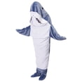 thumbnail image 1 of Pijama de manta de tiburón para adultos, saco de dormir de franela suave con capucha, ajuste suelto usable, pijamas de una pieza en casa Fivean unisex, 1 of 2