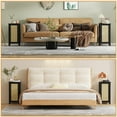 thumbnail image 2 of GloryStar Farmhouse Rattan Nightstand, Modern 2-Tier Bedside Table with Wooden Legs for Compact Rooms, 2 of 7