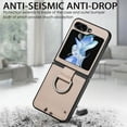 thumbnail image 5 of ELEHOLD for Samsung Galaxy Z Flip 5 Leather Case Cover, with Metal Finger Ring Holder Slim Lightweight Shockproof Non-Slip Case for Galaxy Z Flip 5 ,Khaki, 5 of 11