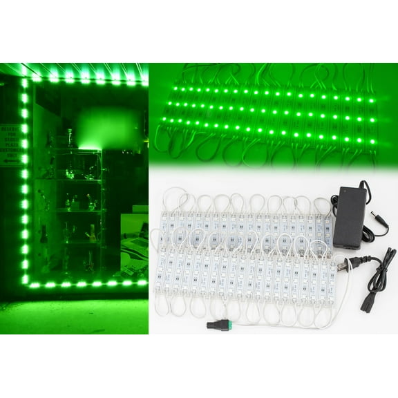 20ft Green Storefront LED Light 5050 LED Light Module   UL Listed Power supply